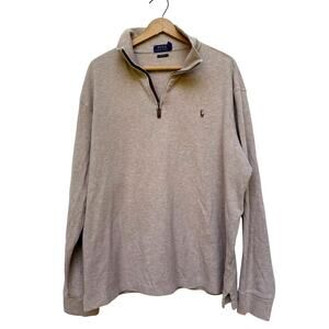 Polo Ralph Lauren Estate Rib 1/4 Zip Pullover XXL 100% Cotton Tan